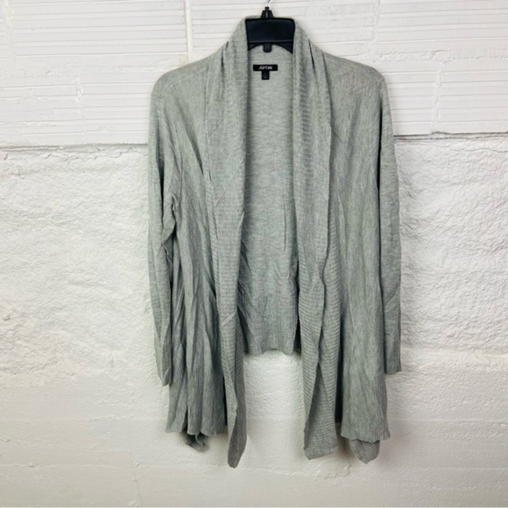 Apt. 9 Light Gray Draped open front knit Cardigan size large